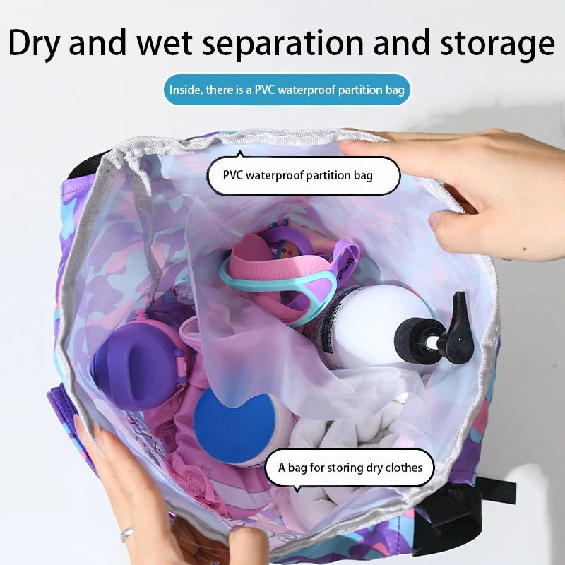 Swimming Bag Waterproof Large Capacity Layered Dry And Wet Separation Suitable For Beach Drawstring Storage Bag Backpack