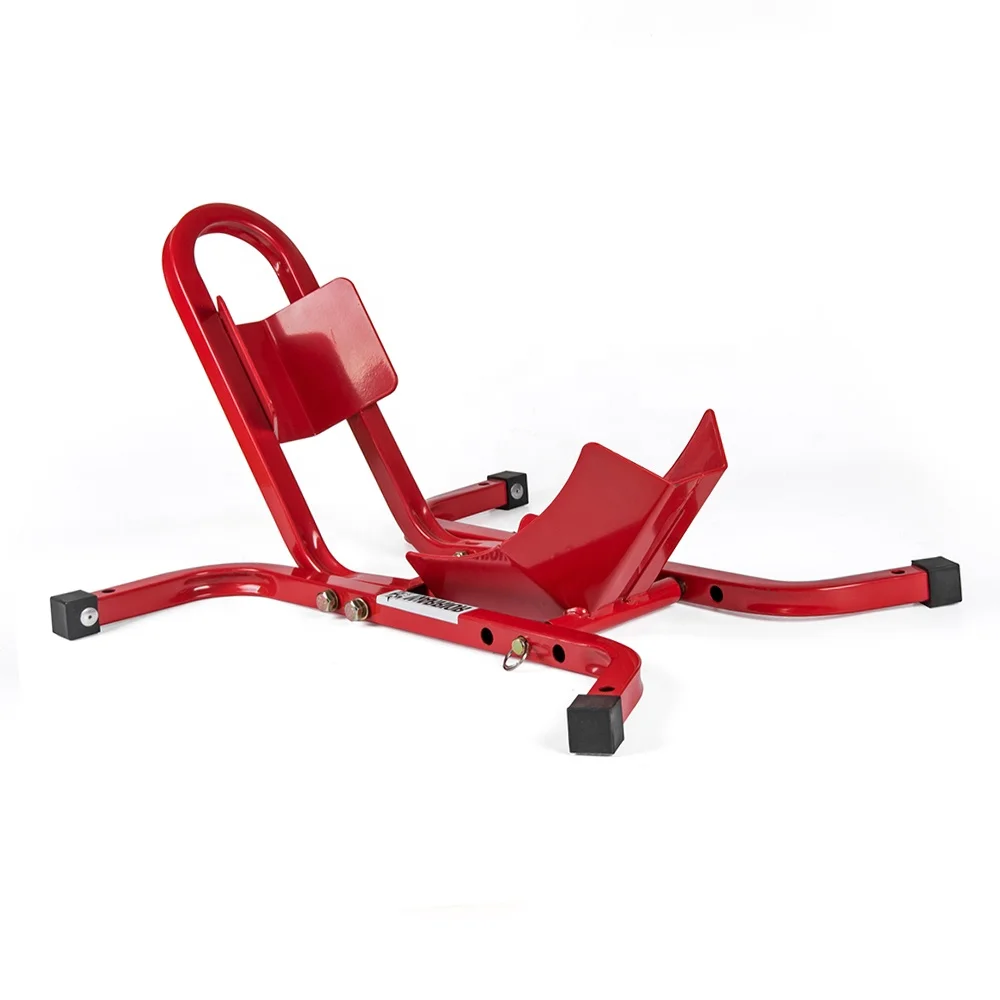 Heavy Duty Steel Powder Coated Racing Motorcycle Repair Wheel Chock Stand for Swingarm