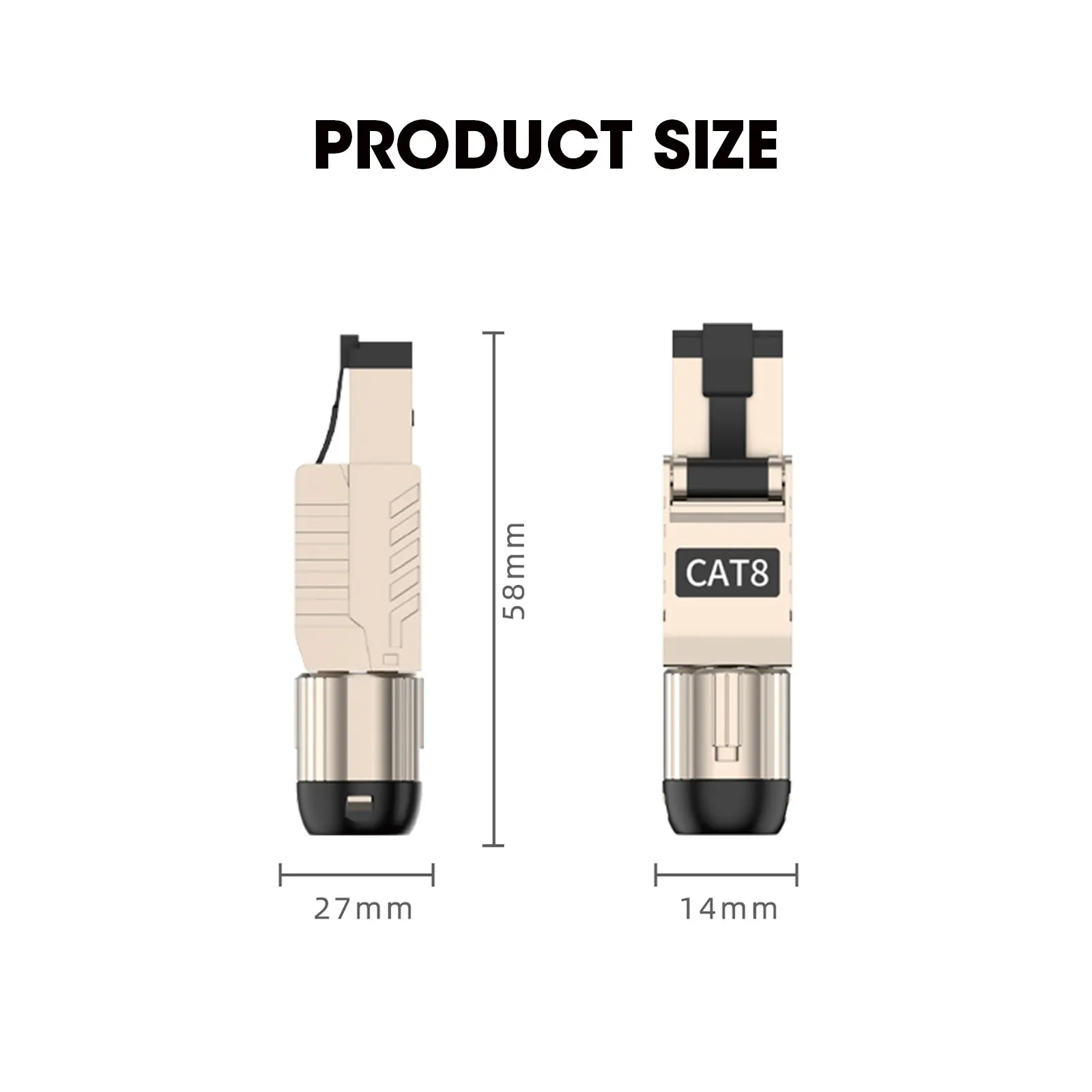 ZoeRax RJ45 Cat8 Cat7 Cat6A Steckverbinder, Werkzeugfreie Metall-RJ45-Stecker, 2000MHz 40G LAN-Kabel 22AWG - 24AWG – Detail 8