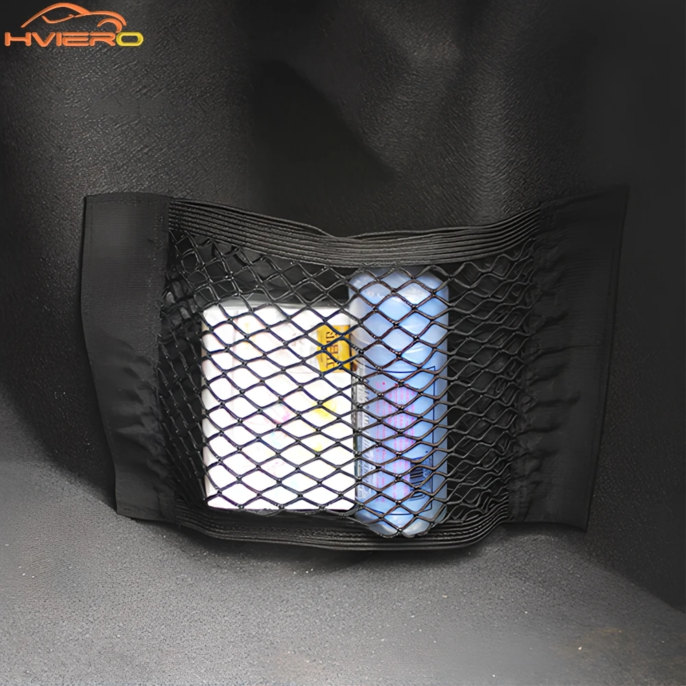 

1 шт., задняя сетка для автомобиля, сиденье багажника, эластичная сетка, универсальная сумка для хранения, карманная клетка, подвесной автоорганайзер, аксессуары для интерьера