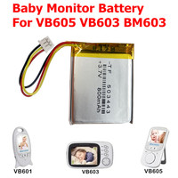 for Video Nanny Baby Monitor VB603 VB605 VB601 BM603 DVR MP4 3.7V 800mAh Li-Polymer Rechargeable Battery 1.25mm Plug 2-3-Wires