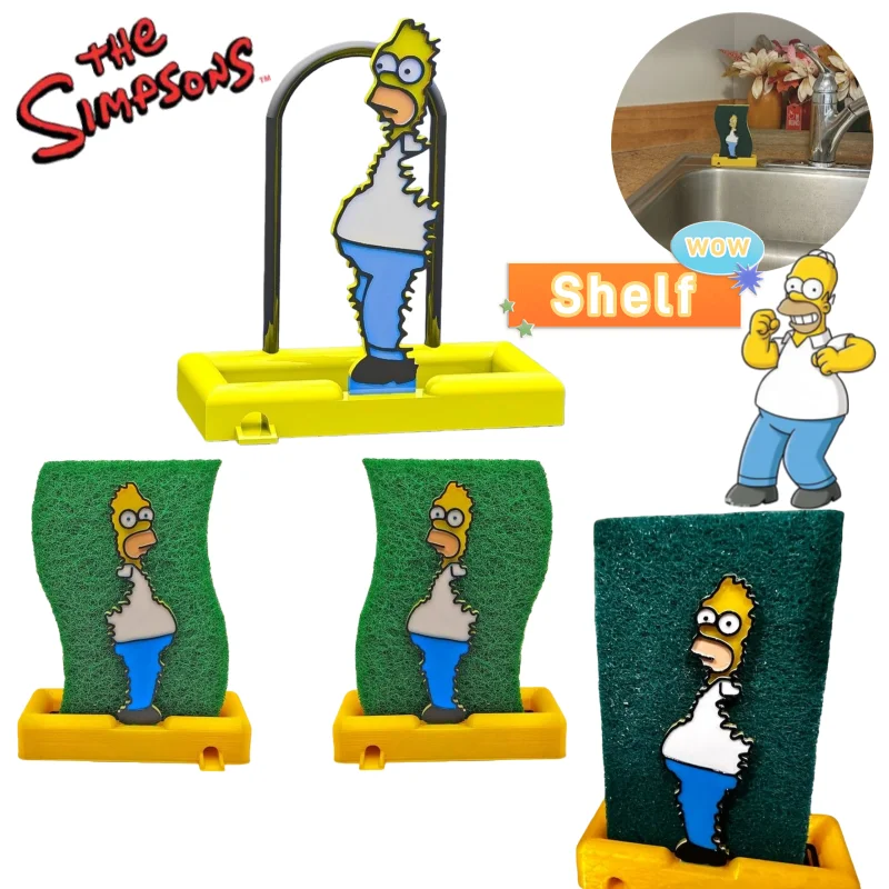 

New The Simpsons cartoon character, quirky and fun kitchen sponge drainer rack, creative and cute home decoration storage rack