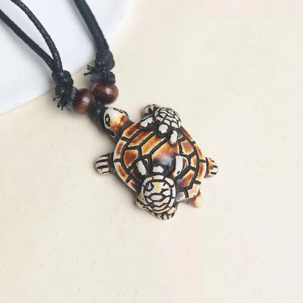 Women Men's Resin Carved Hawaiian Turtle Charm Adjustable Surfer Necklace Jewelry Gift