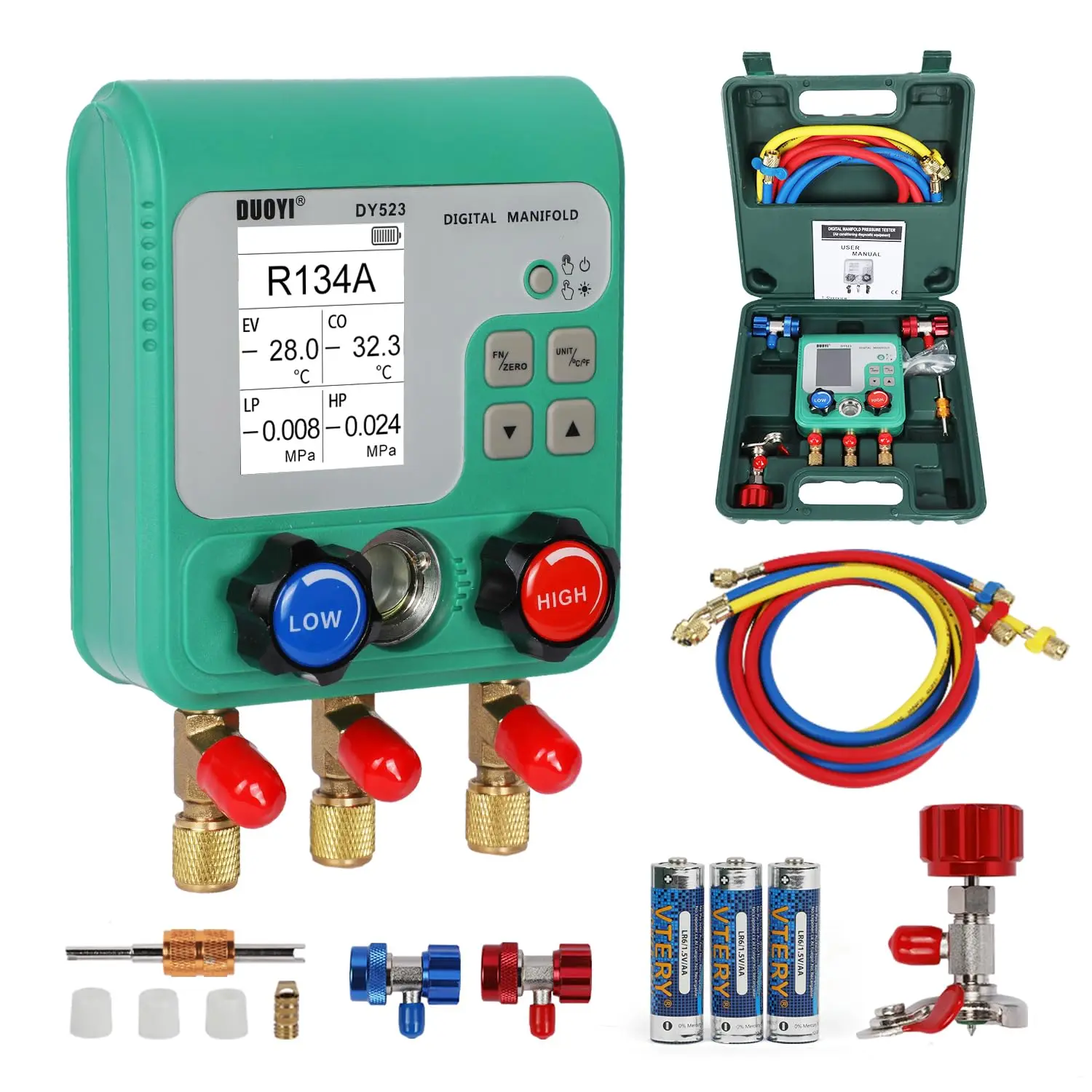 

Цифровые манометры HVAC 92, комплект хладагента, манометры для измерения давления переменного тока и герметичности воздуха, трехцветный шланг для холодильников/Co