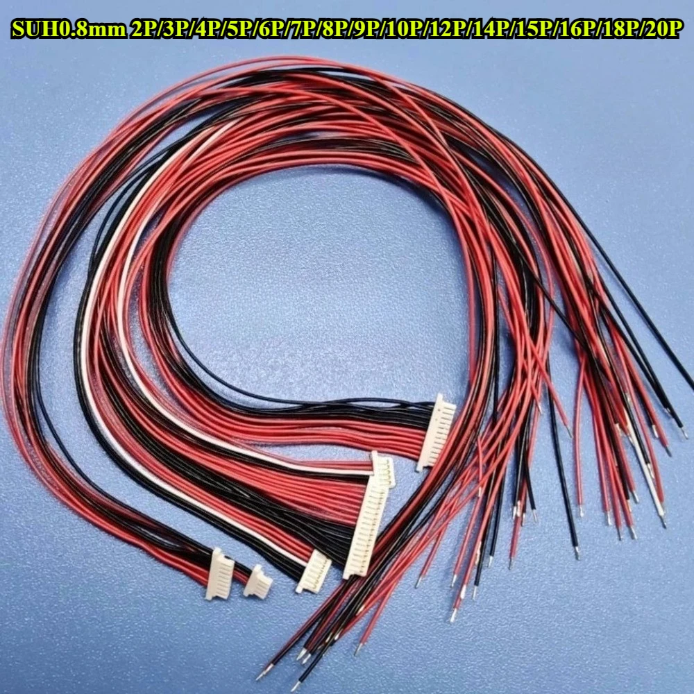 10Pcs SUH 0.8mm Pitch Single Head 2P/3P/4P/5P/6P/7P/8P/9P/10P/12P/14P/15P/16P/18P/20P SUHR-10V-S-B Terminal Wire Length 20/30CM