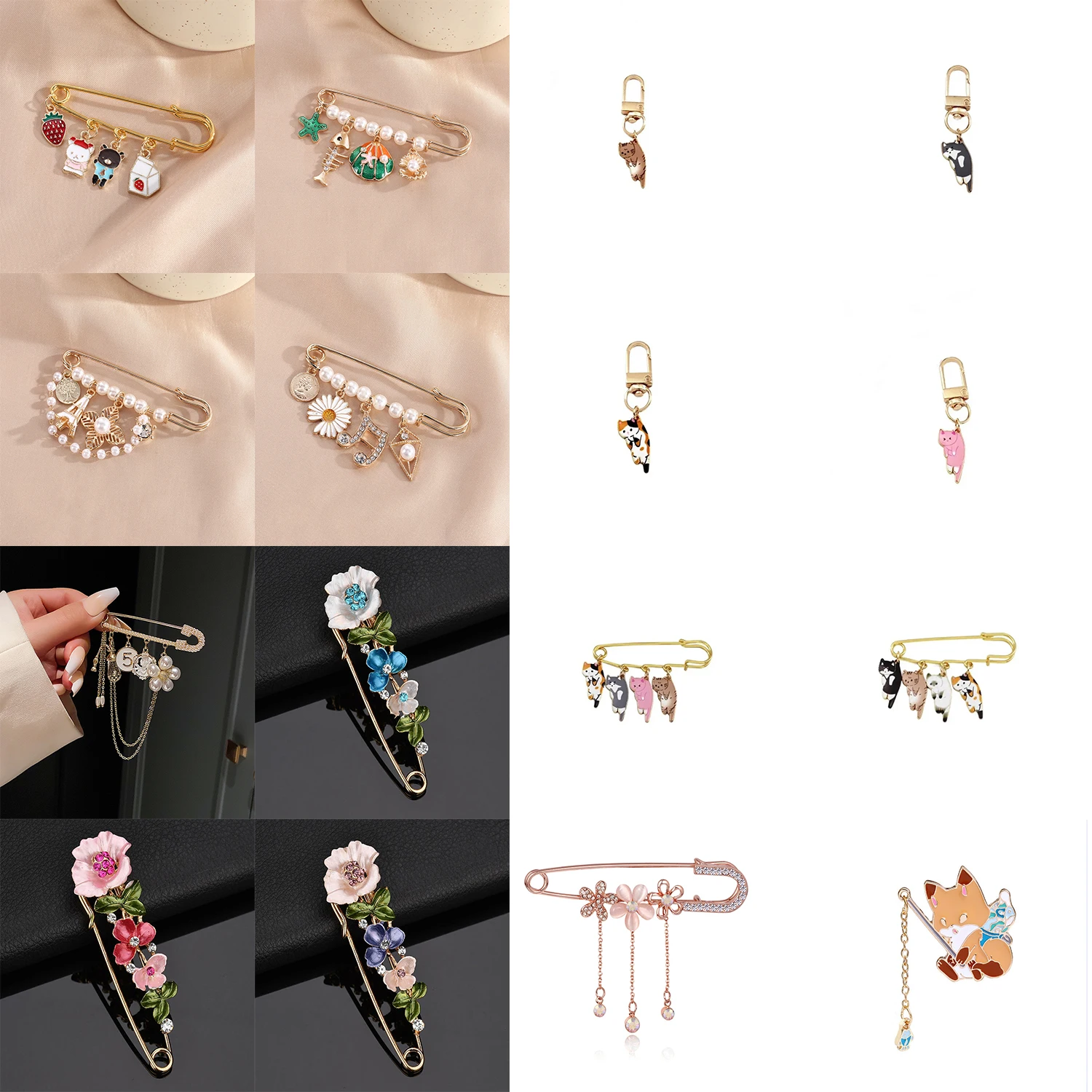 

Diamond inlaid flower brooch, feminine temperament, fashionable brooch clothing,