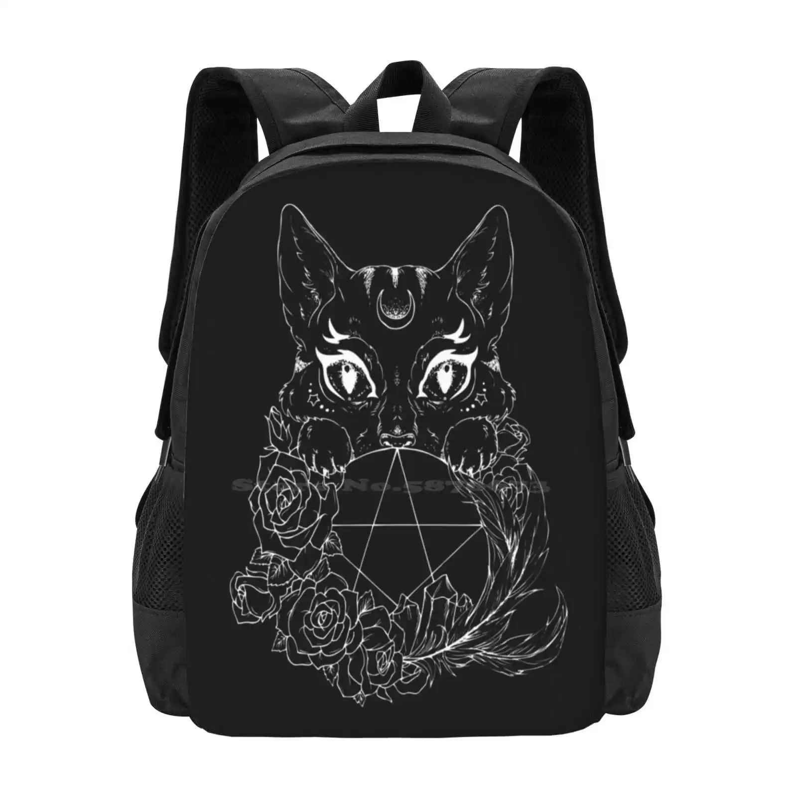 Pentagramm Katze Rucksack für Schüler Schule Laptop Reisetasche Kätzchen Pentagramm Katze Magnete Pentagramm Katze Häute Pentagramm Katze