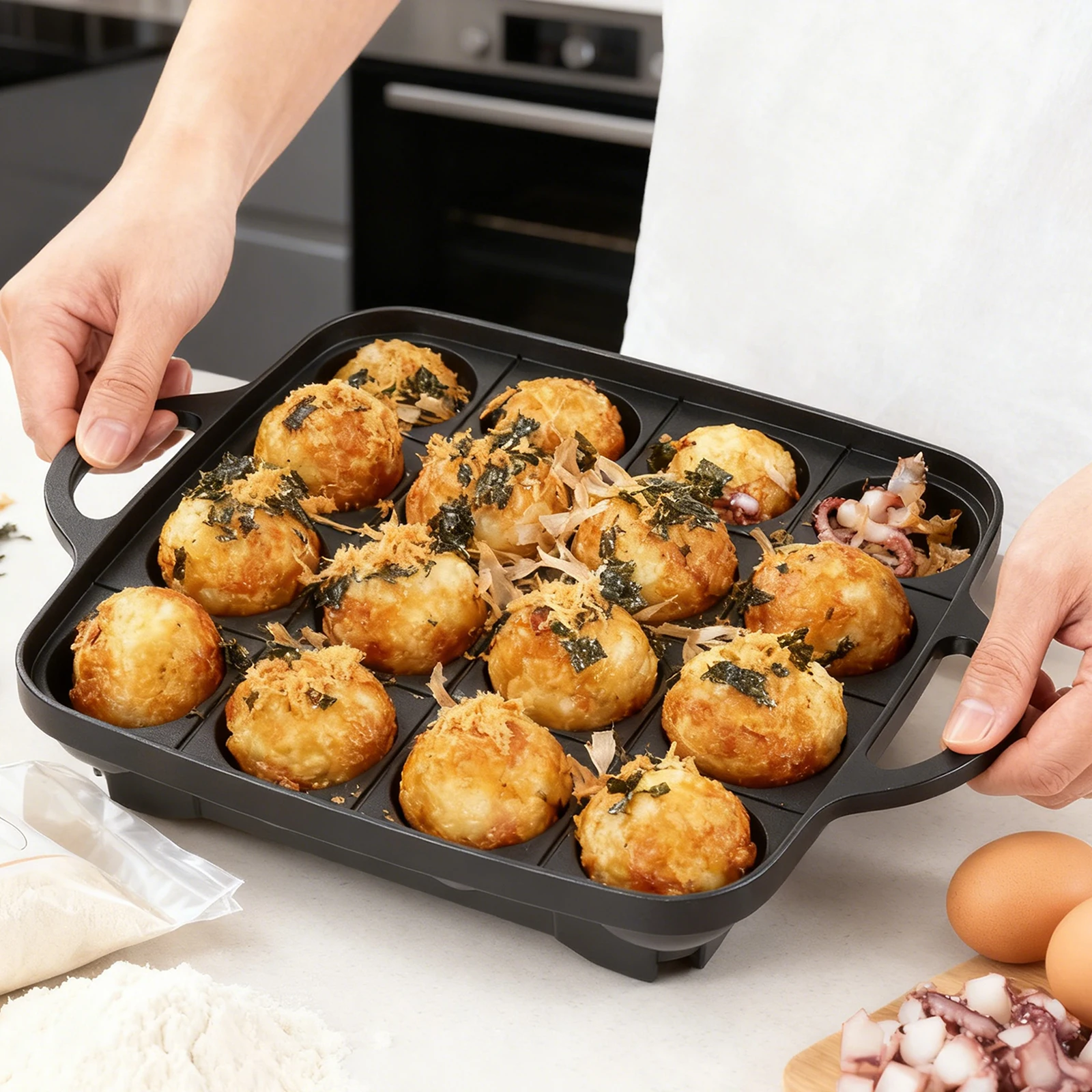 Sartén Takoyaki, placa de cocina con 16/19 orificios, fabricante de bolas de pulpo para estufa de Gas, cocina de comida de calle Osaka auténtica, fabricante de Takoyaki