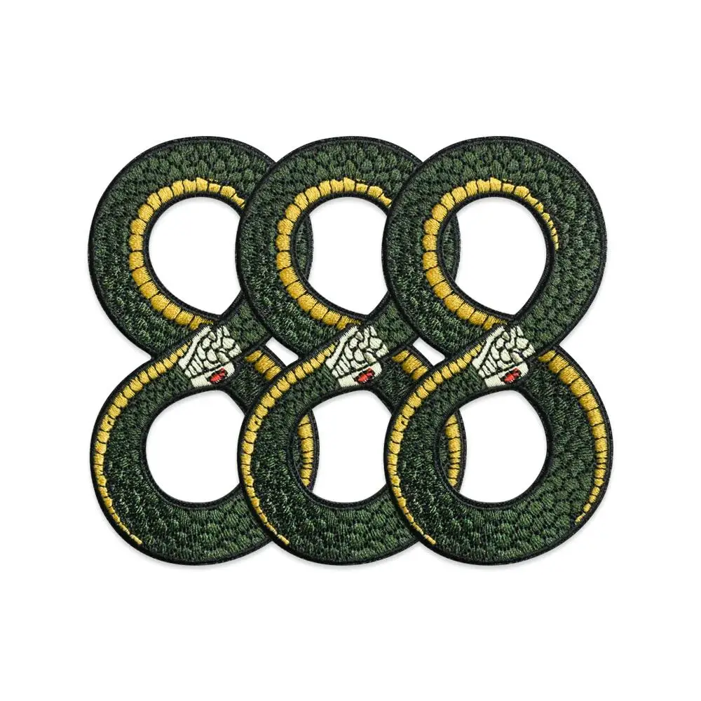 Dark Green Snake Number 8 Unique Embroidery Patches Gothic Atmosphere Iron on for Jeans Jackets Backpack Badges Funny Style DIY