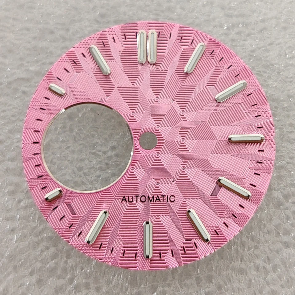 2025 New Geometric Personalized Watch Dial Green Luminous 28.5mm Watch Face for NH38 Movement