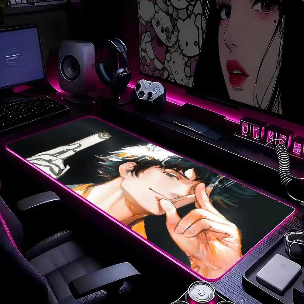 Anime C-Cowboy Bebop Mouse Pad Mousepad HD Printing Computer Gamers Locking Edge Non-slip RGB Mouse Pad XXL90x40cm Keyboard PC D