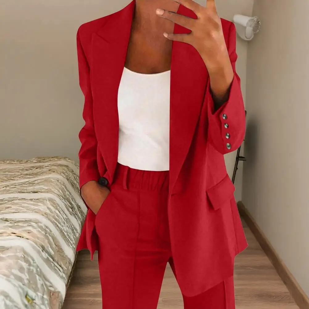 

Women Solid Pants Set Elegent Casual Simple Fashion Casual Button Suit Temperament Commute Women's Cardigan Suit Long Pants 2025