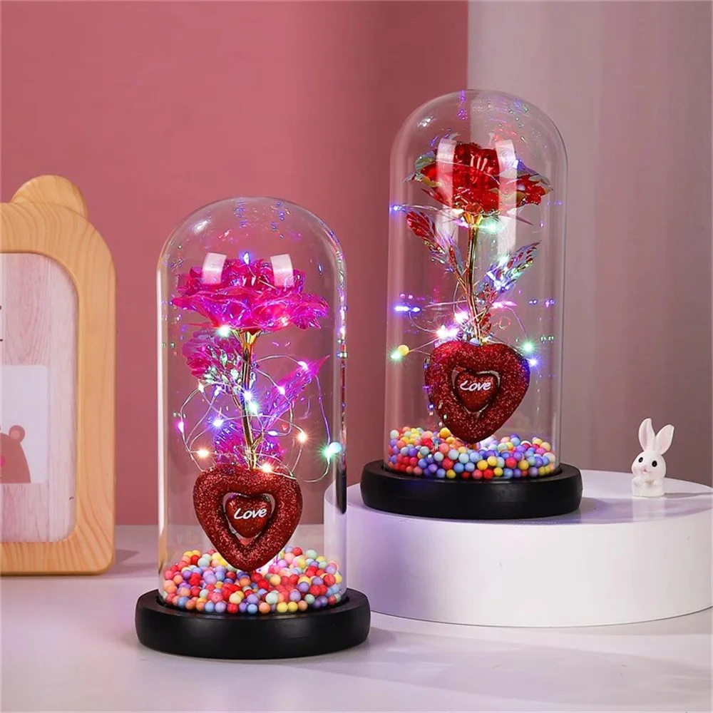 

Eternal Rose Light LED Foil Flower Valentines Day Gift Wedding Party Decor Artificial Rose Flowers Light Christmas Decoration