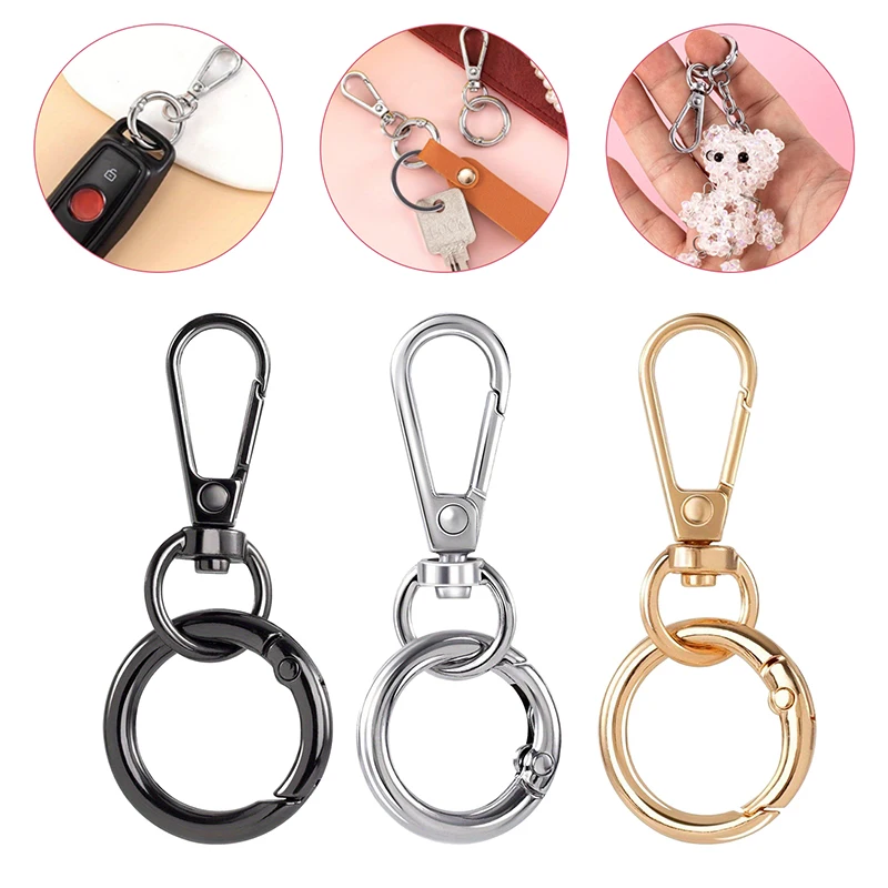 

1/3/5 Sets Metal Swivel Clasp Clip, Double Aperture Key Chain for Hand Made Lanyard Accessories