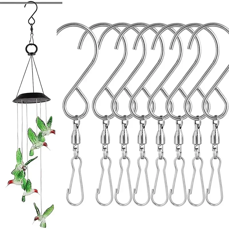 Swivel Hooks Clips para Hanging Wind Spinners, Wind Chimes, Crystal Twisters, Party Tools, Cozinha, Quarto, Rotating S Hooks, 1, 5, 10Pcs