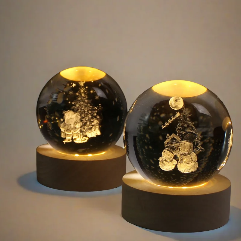Luz LED nocturna USB, sistema Solar de galaxia, Luna, bola de cristal 3D, novedad, luz nocturna, lámpara de mesa para dormitorio para niños, regalo de cumpleaños