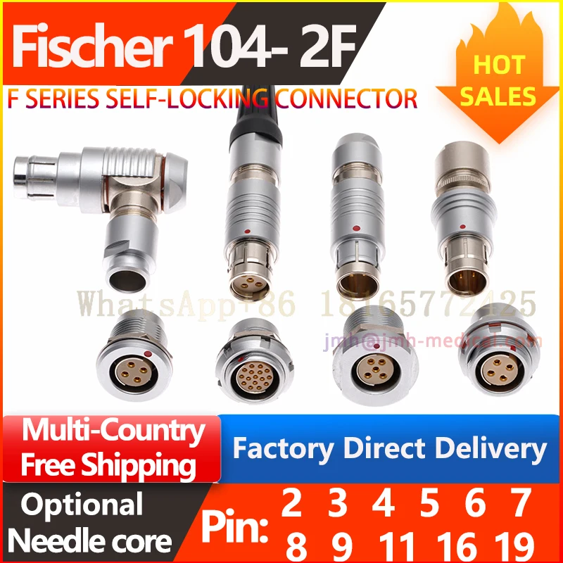 

Fischer. 104/2F. SS.WSO plug, D-type socket, push-pull self-locking connector. For: Aerospace, Medical, Industrial, Automation