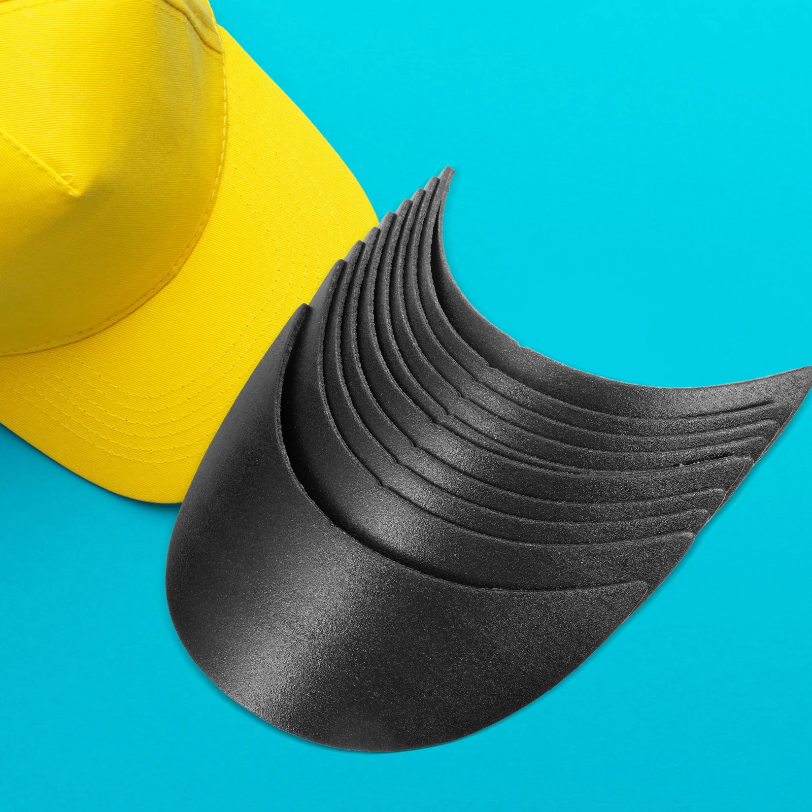 

10pcs Hat Accessories Baseball Cap Brim Liner Black 15 4x5 2cm Bend Shape Support Visor Replacement Sun Hat
