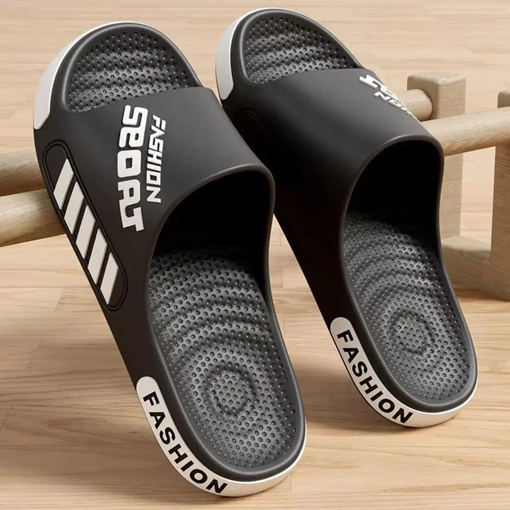 Big Size Men Slippers Summer Anti-Slip Open Toe Flat Sandals Lightweight Beach Shoes Trend Couple Slides Footwear