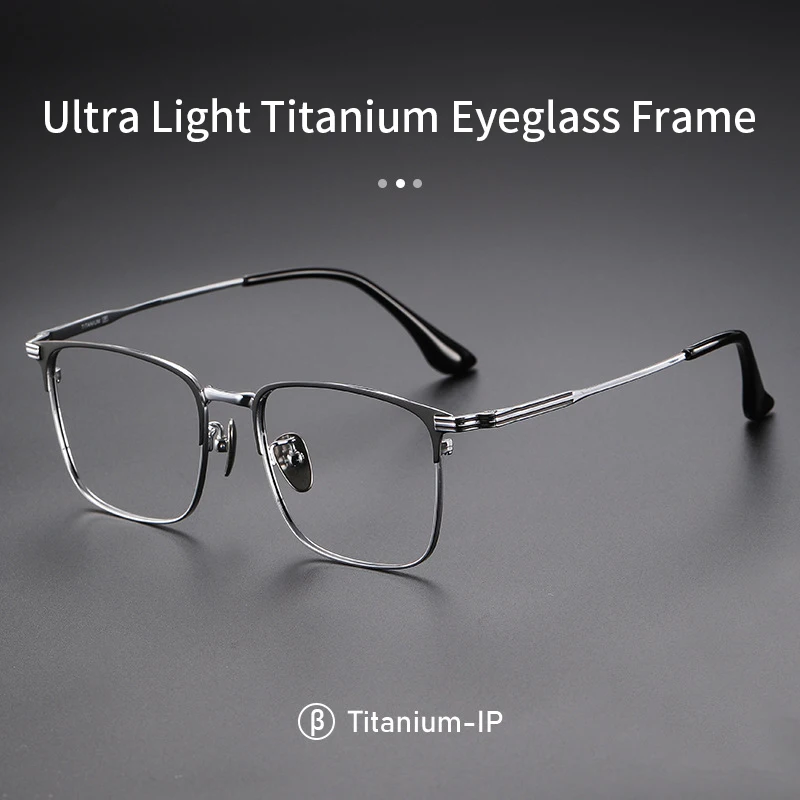 KatKani Fashion Business Titanium Alloy Optical Prescription Men's Glasses Frame Ultra-light Flexible Big Size Eyeglasses 6606