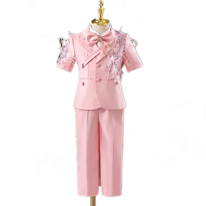 5PCS Baby Jungen Anzug kinder Host Klavier Leistung Blazer Sets Für Hochzeiten Laufsteg Sommer A4565 – Detail 7