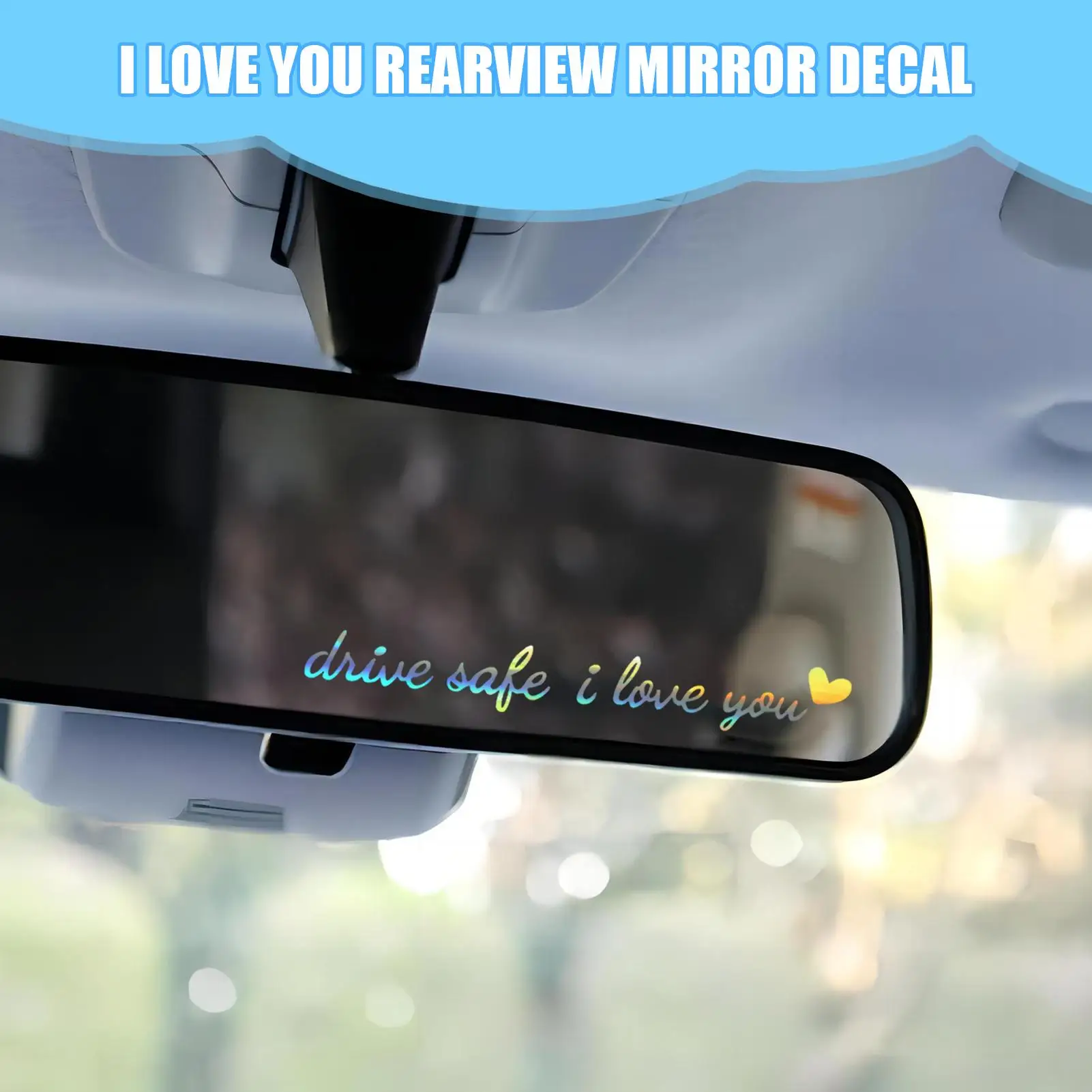 Car Mirror Stickers Drive Safe Car Rear View Window Decals Cute Vehicle Accessories For Dashboard Windshield Window Scooters SUV