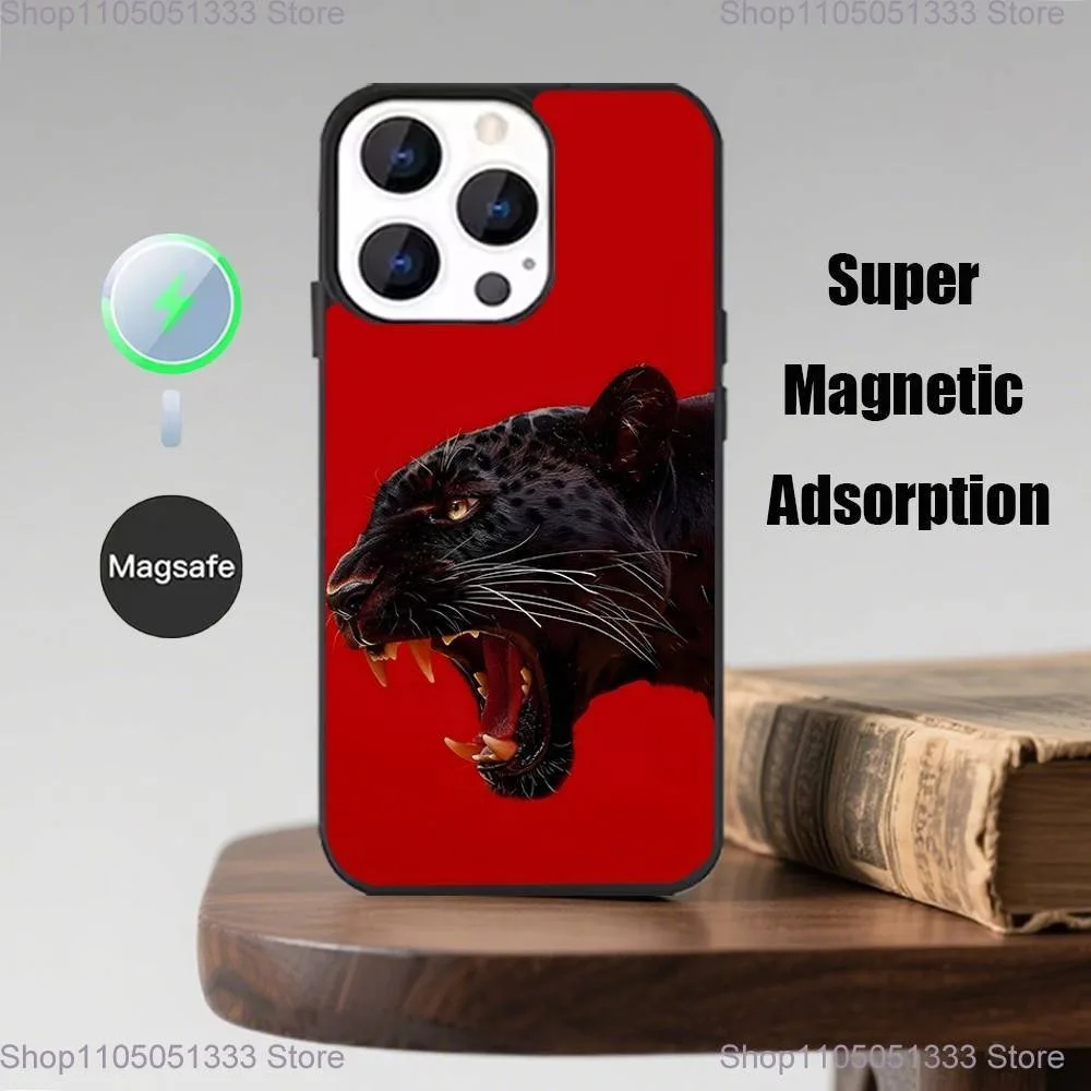 حافظة هاتف على شكل أسد النمر لهاتف آيفون 17,16,15,14,13,12,11,Pro,Max,Plus,Mini,Magsafe,حافظة شحن لاسلكية مغناطيسية