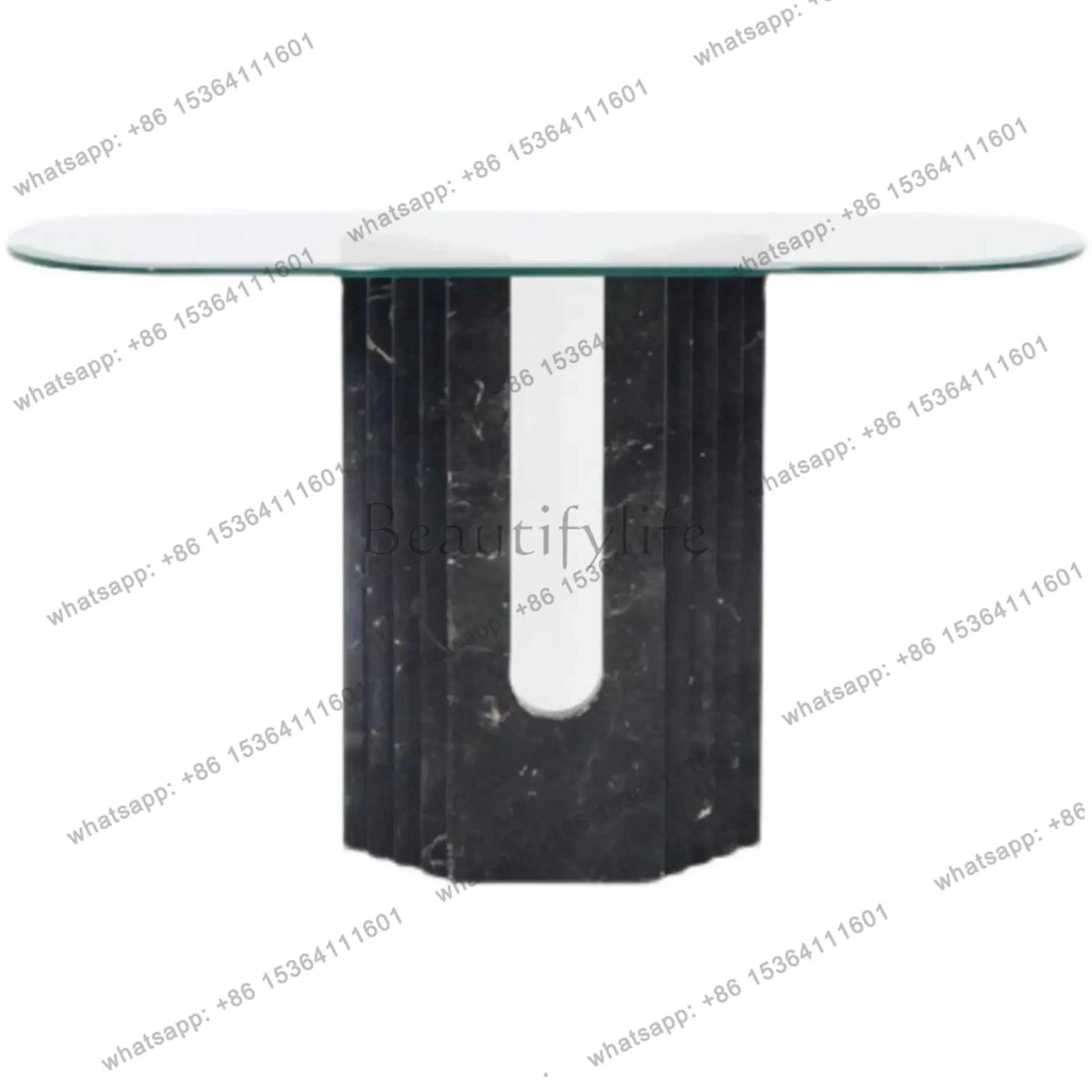 YJ Nordic Modern Wabi-Sabi Marble Console Table Luxury Entryway Tempered Glass Narrow Side Table for Hallway