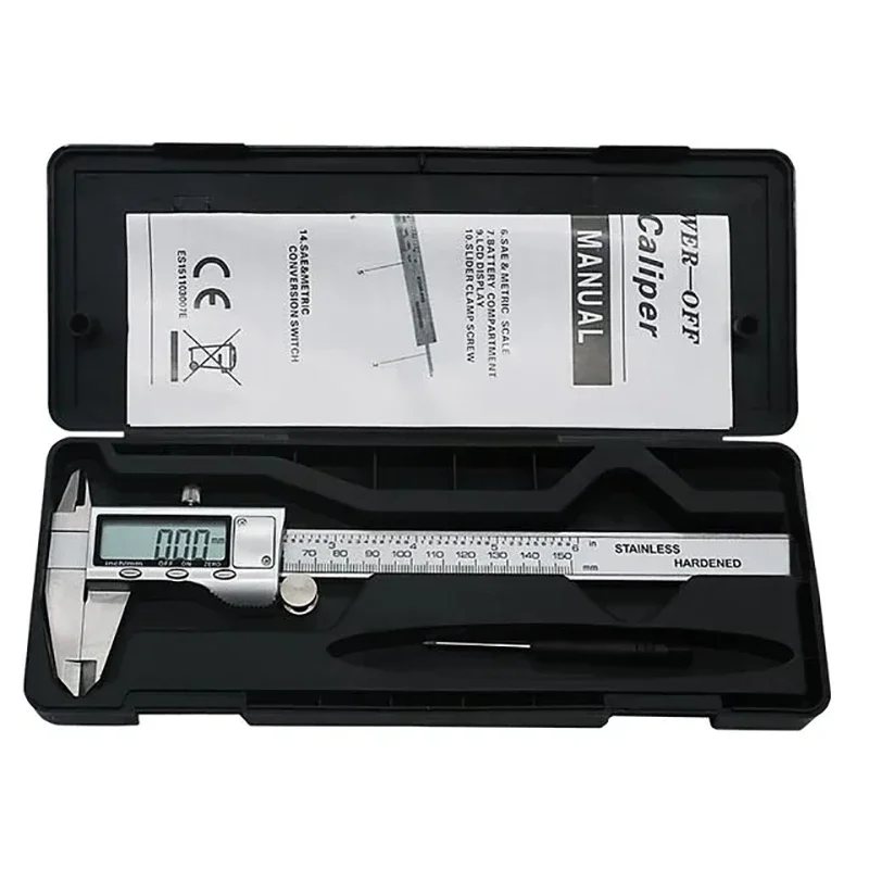 Digitaler Messschieber, Edelstahl-Messschieber, 0–150 mm, 15,2 cm, 0,01 mm, Digitalanzeige, elektronisches Lineal, Längenmessung, DIY-Werkzeug