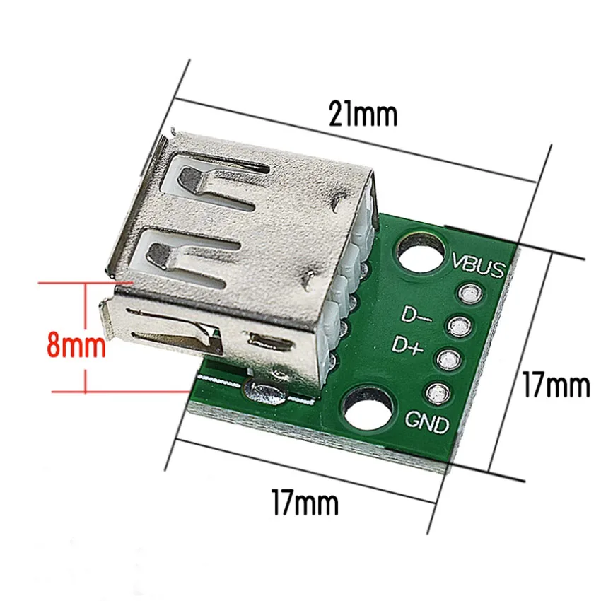 1-10 peças tipo um usb fêmea para dip 2.54mm adaptador de placa pcb conversor conector usb fêmea para arduino