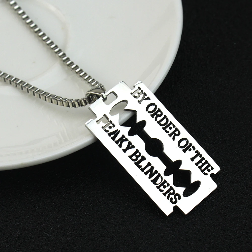 Razor Blade Necklace Movie Jewelry Peaky Blinders Blade Pendants Necklaces Stainless Steel Style Accessories for Women Men Gift