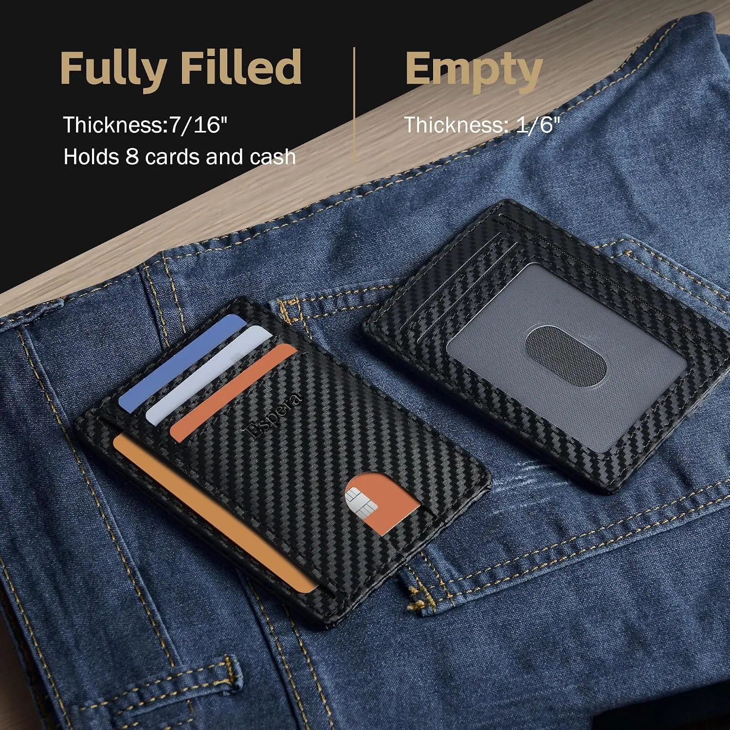 Espera Slim Minimalist Front Pocket Wallet for Men, RFID Blocking Credit Card Holder, Thin Travel ID Card Case, Gifts for Men