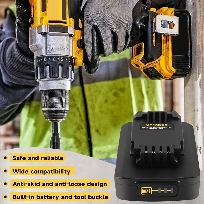 Adapter MT18BPS do akumulatorów Makita 18V, kompatybilny z Black&Decker/Porter Cable 20V i akumulatorami Stanley 18V 20V do elektronarzędzi akumulatorowych. — zdjęcie produktu 6