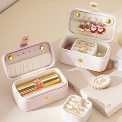 Mini portagioie in pelle semplice e raffinato da 1 pezzo, scatola portagioie portatile per piccoli anelli, collane, orecchini, viaggi a casa