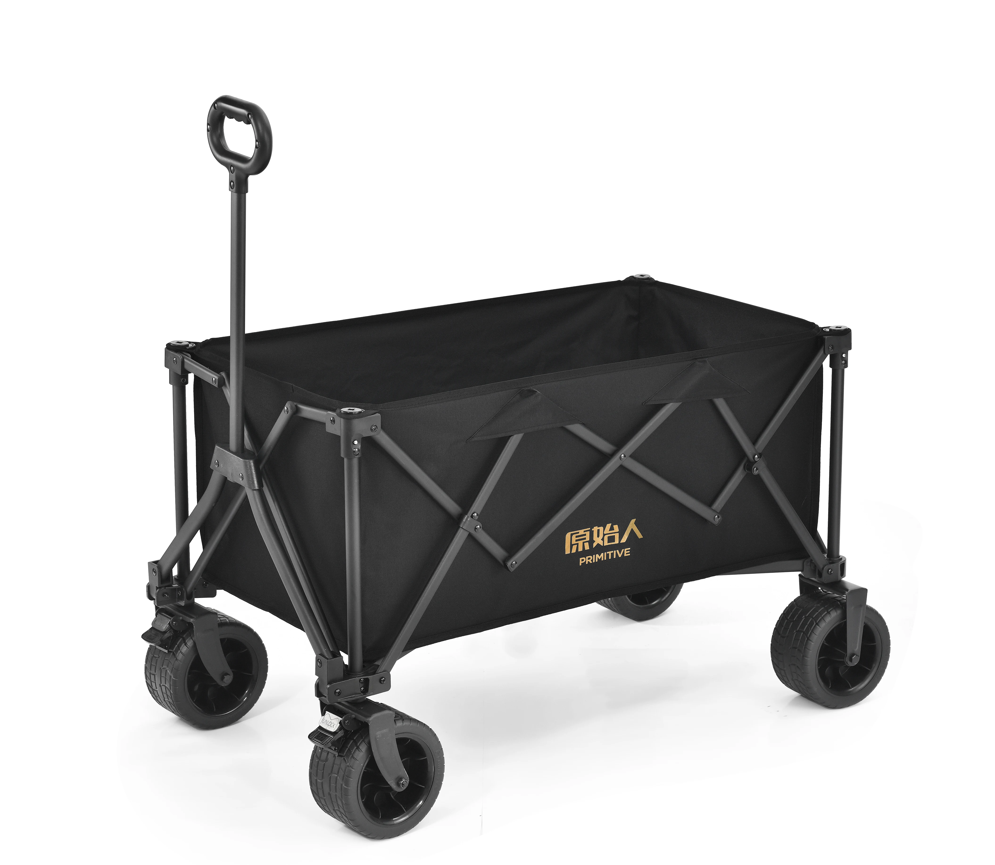 The Primitive Enclosed Stainless Steel Four-wheel Foldable Outdoor Camp Trailer Travel Cart for Children's Picnics and Camping