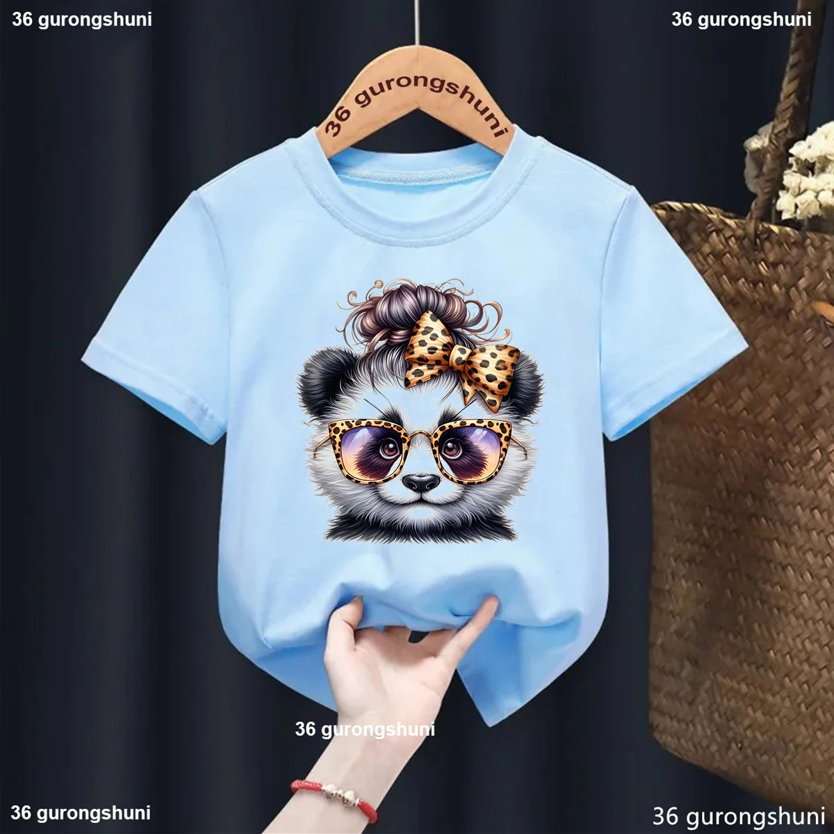 

Cute Panda Printed T-Shirt Girls Summer Kids Girls Boys Harajuku Short Sleeve Tshirts White Blue Casual Child Funny Tops Clothes