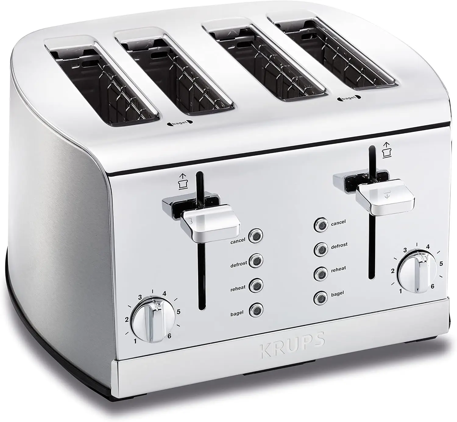 Breakfast Set Stainless Steel Toaster 4 Slice 1500 Watts  Brown Settings,Defrost, Reheat,High Lift Lever Silver,Matte and Chrome