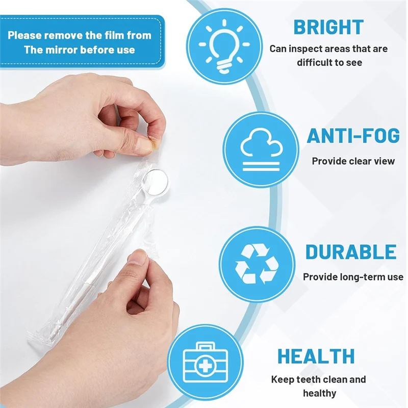 

A49Z 300 Pcs Disposable Mirror Anti Fog Mouth Mirror Individually Packed Mirror For Teeth Oral