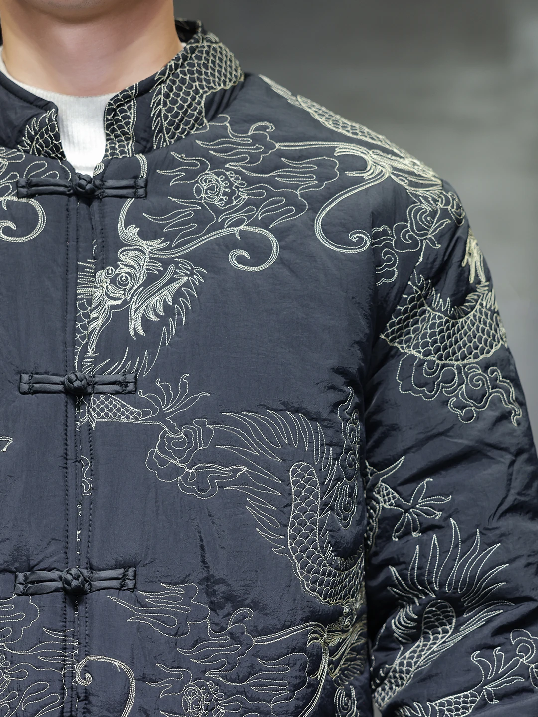 Thiened القطن Jaet الرجال الوقوف طوق الملابس الصينية التقليدية Sle الرياح تانغ المطرزة زر ملابس خارجية دافئة #4