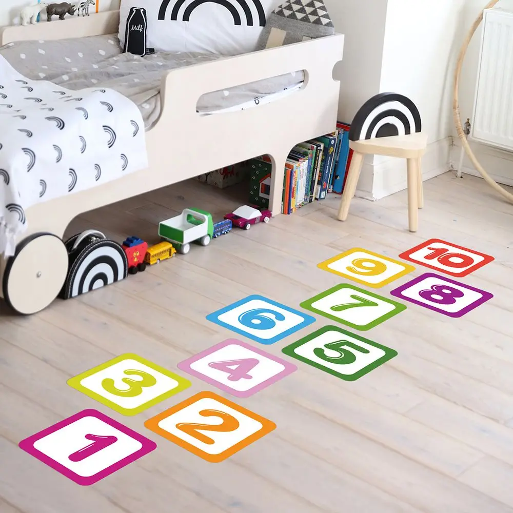 New Cartoon Number Grids Hopscotch Game Floor Stickers Parent-child Gift Home Nursery Kindergarten Decor Waterproof Removable