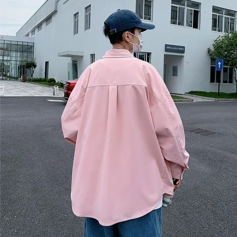 Pink Men's Social Shirt and Blouse Clothes Vintage Clothing Top Mens Shirts & Blouses Tops Cheap Things Work Wear Long Sleeves