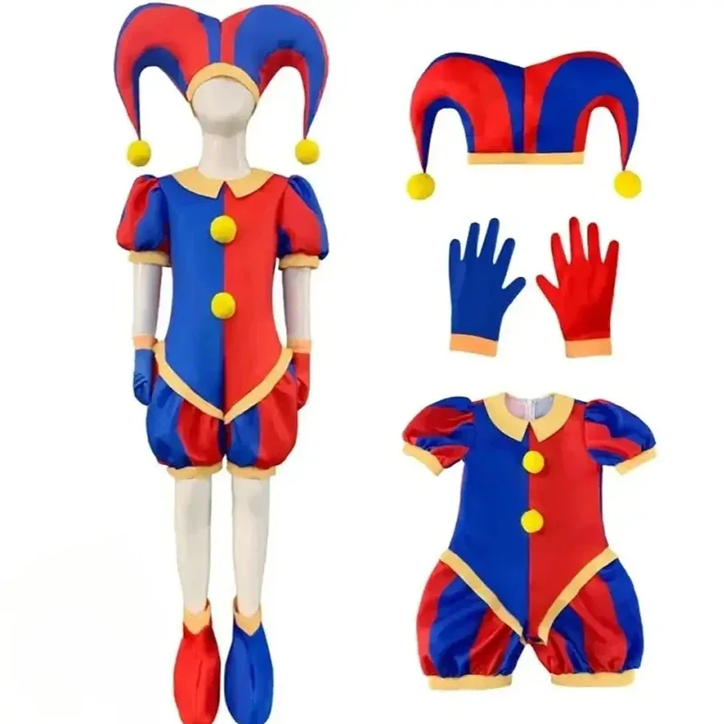 

The Amazing Digital Circus Cosplay Costume for Adult Kids Halloween Cartoon Circus Pomni Jumpsuit Outfits Circus Doll Soft Toy