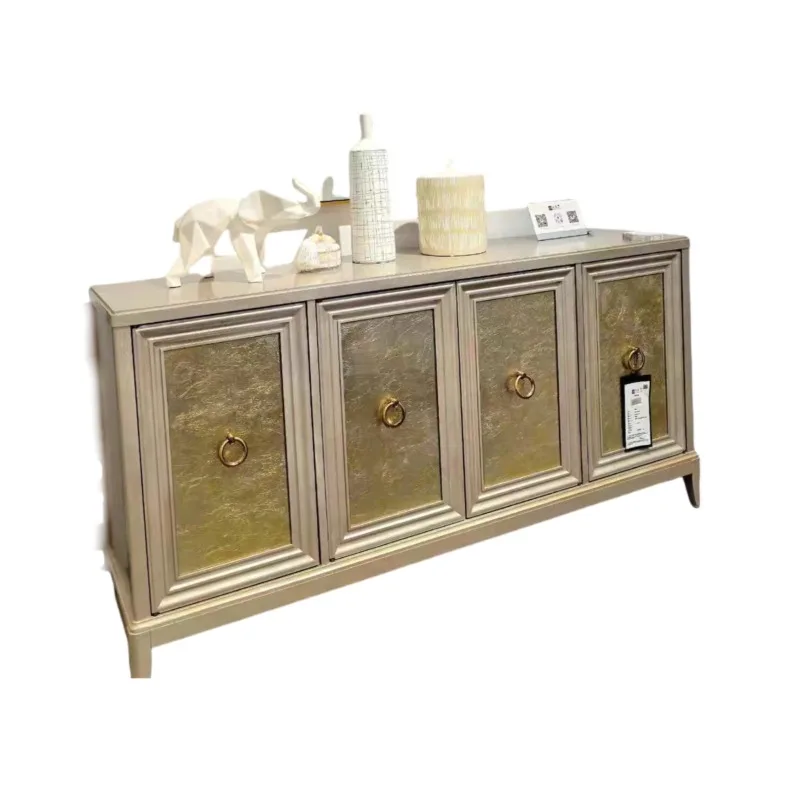 

New product, entrance cabinet, American light luxury gold foil solid wood dining side cabinet, French luxury cabinet