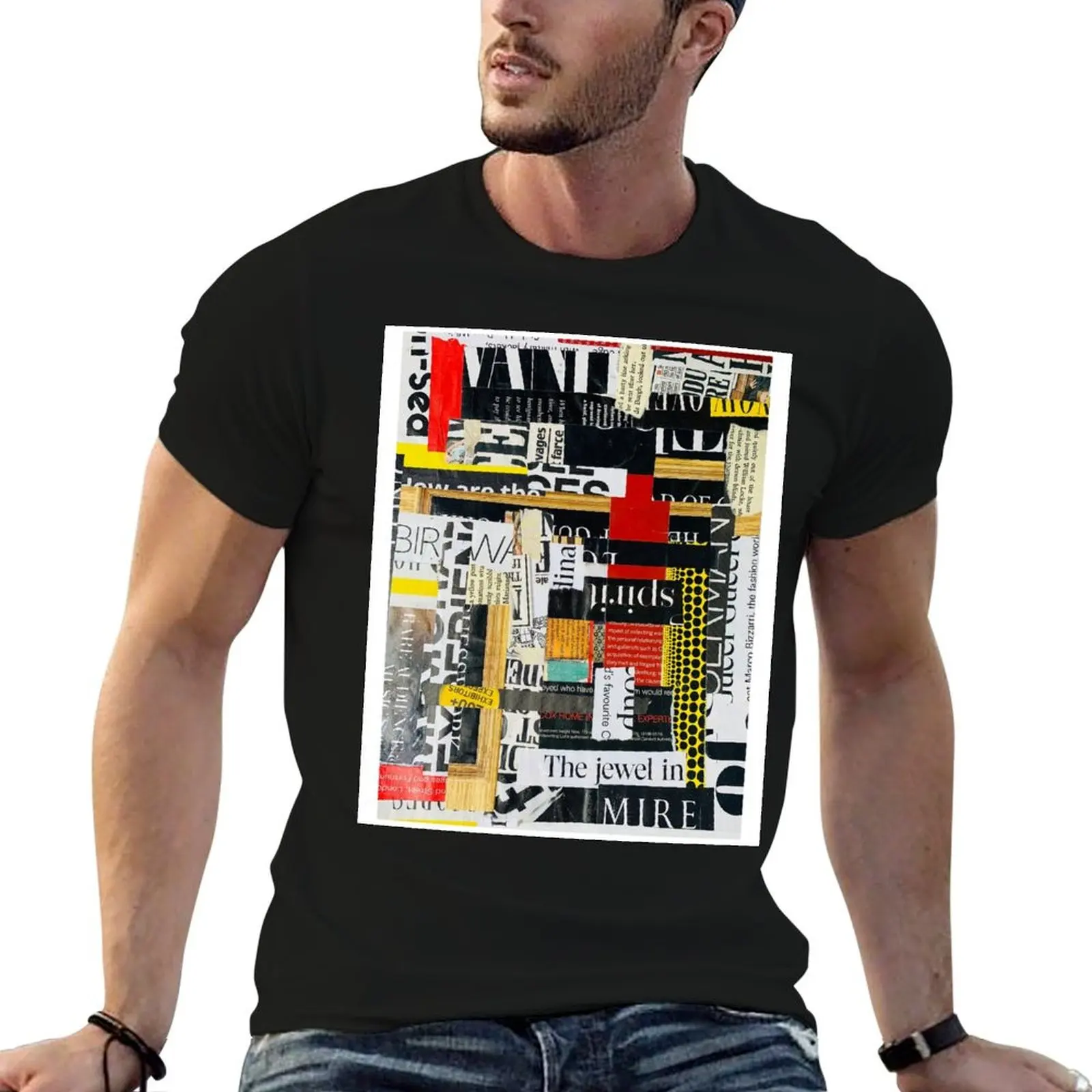 Футболка с абстрактным коллажем, котоновая