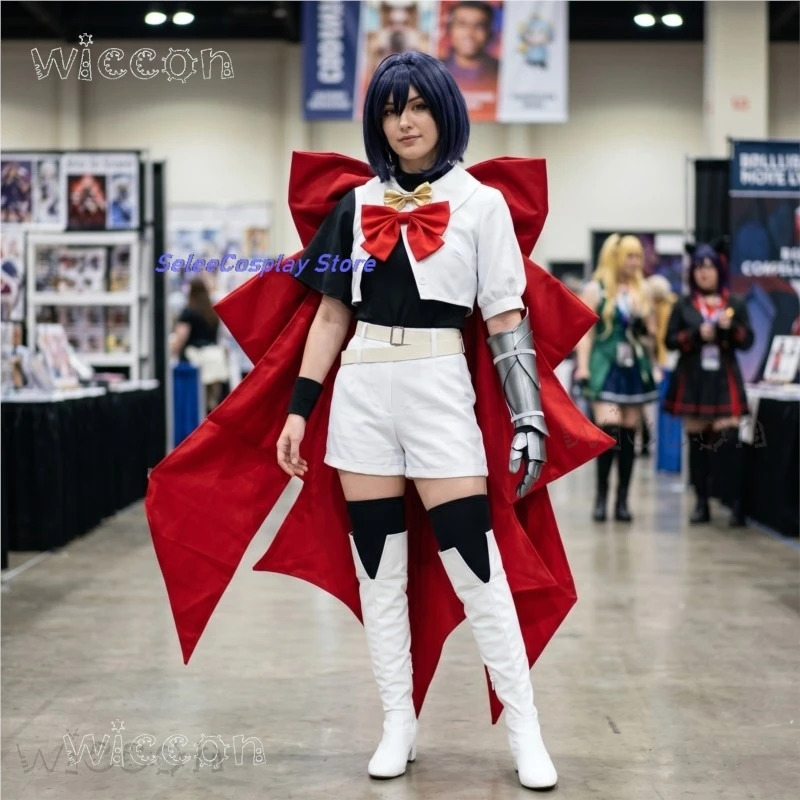 

Anime Cosplay Costumes THE RIBBON HERO Sapphire Y2K Handsome Knight Suit White Shorts + Red Bow + Wigs, Halloween