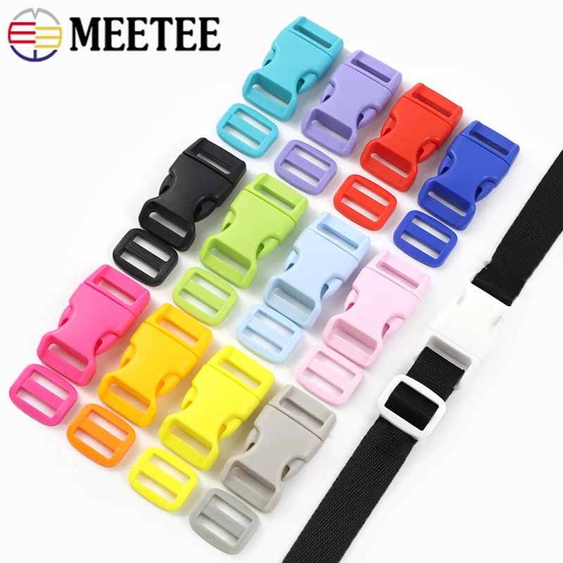 

10/20Sets Meetee 15/20/25mm Plastic Tri-Glide Slider Clasp Webbing Release Buckle Pet Collar Adjust Clasps Sewing Accessories