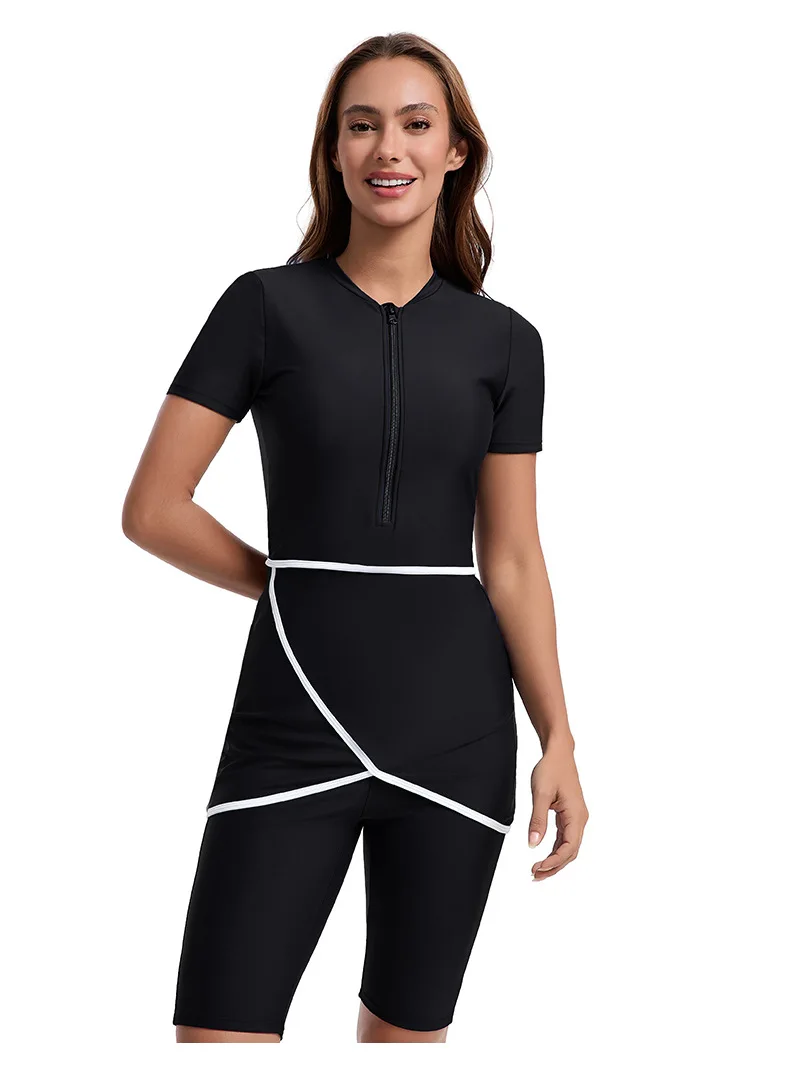 Two Piece Swimsuit for Women Muslim Short Sleeve Swimwear Dress with Skirt Conservative 2026 New Beachwear Beach Bathing Suit