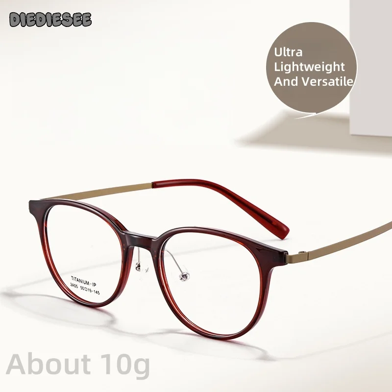 

DIEDIESEE New Anti Blue Light Pure Titanium Eyeframe Retro TR90 Male And Female Round Frame Optical Prescription Eyeframe 2A55