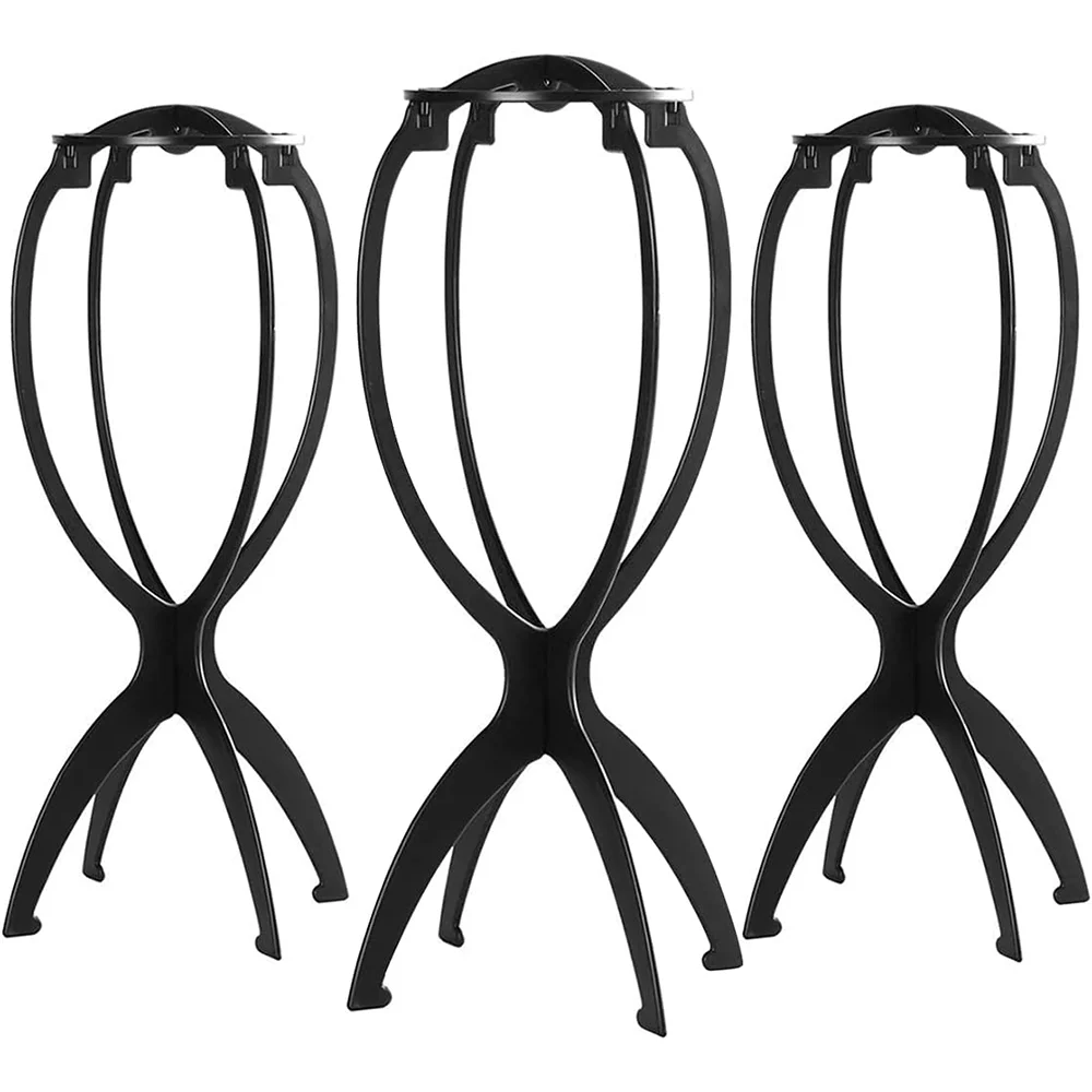 3PCS Wig Stand Portable Collapsible Wig Holder Durable Wig Display 14.2 Inch Tool Hair Display Travel Wig Stand for All Wigs