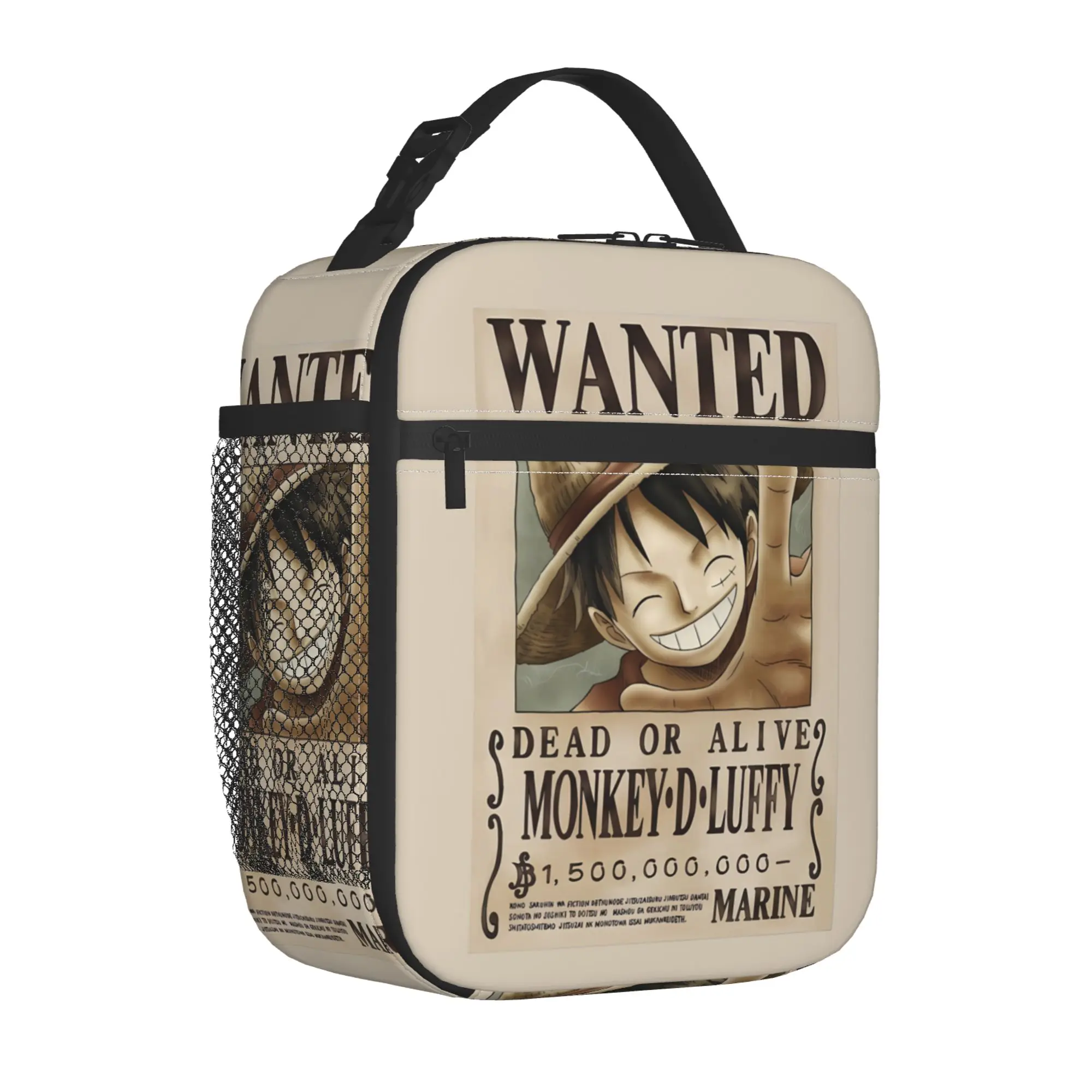 Wanted Monkey Luffy Anime Lunch Box for Men Women Big Lunch Bag for Office Work Picnic Reusable Portable Lunch Box for Women